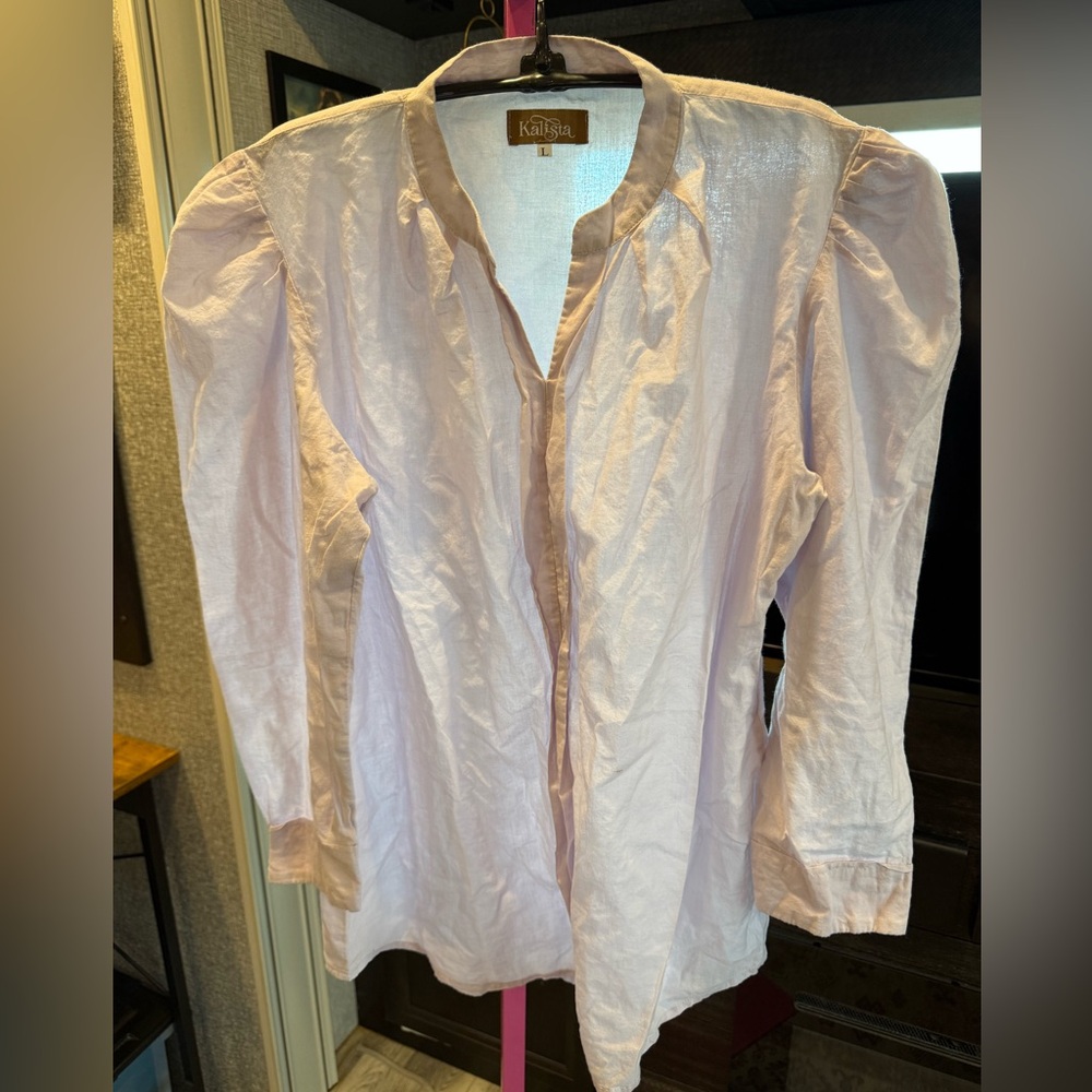 Kalista Women's lavender cotton blend puff sleeve fairy Blouse size Large